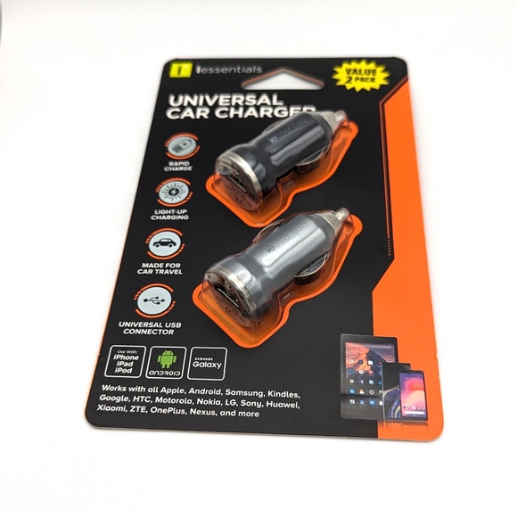 iessentials Universal Car Charger 2 Pack Grey & Black - Picture 2 of 3